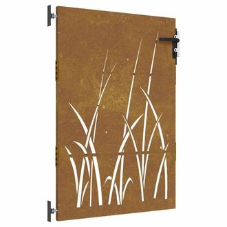 Berkfield Home Garden Gate 85x125 cm Corten Steel Grass Design in Brown