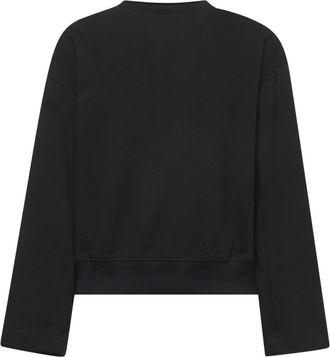 Dries Van Noten Zwarte Oversized Katoenen Sweater met Drukknoopsluiting - Dames - Sweatshirts - Zwart - L - Katoen - Hoodies & sweatvesten
