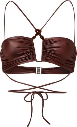 Magda Butrym Halterneck bikini top - women - Polyamide/Elastane - 38 - Brown