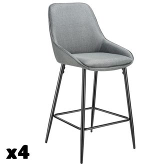 TecTake 4 taburetes altos con respaldo y reposapi&eacute;s, 49 x 54 x 100 cm, gris