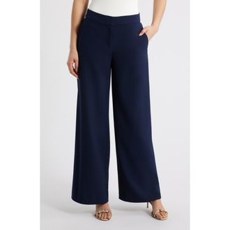 Tahari by ASL Wide Leg Pants in Deep Navy at Nordstrom, Size 6