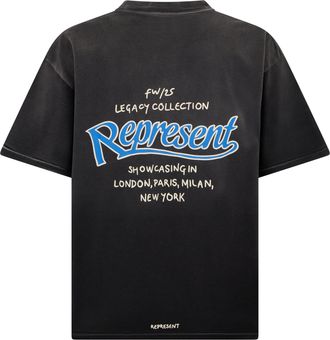 Represent Mens T-Shirt With Print Heather Grey Cotton T-Shirts And Polos