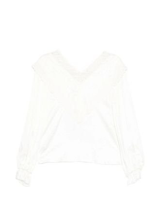 Self Portrait Cream Viscose Lace Top