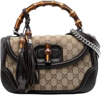 Gucci Pre-owned Handbags, female, Beige, Size: ONE SIZE Pre-owned Bamboo Handle Satchel