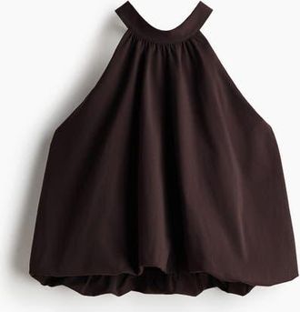H&M Bubble-hem Halterneck Top in Dark Brown at Nordstrom, Size X-Small