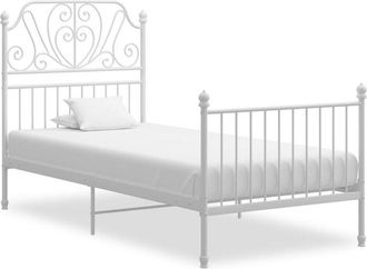 vidaXL Bed Frame without Mattress White Metal 90x200 cm Vidaxl