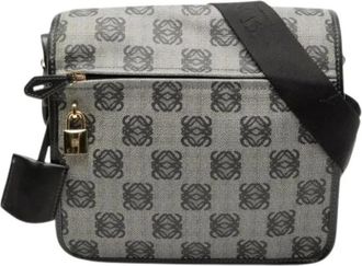Loewe Pre-owned Cross Body Bags, female, Black, Size: ONE SIZE Pre-owned Canvas Shoulder Bag