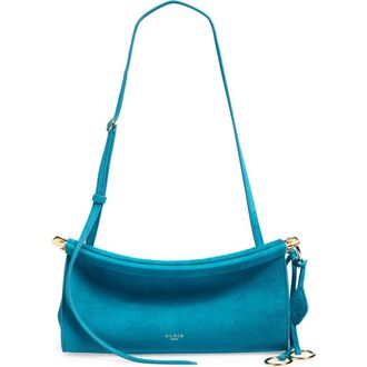 Alaia Small Le Click East/West Suede Shoulder Bag in Turquoise at Nordstrom