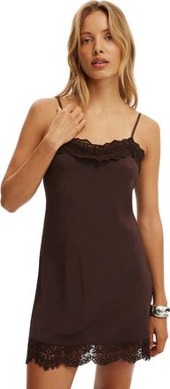 Cotton On Womens Estelle Mini Slip Dress in Dark Oak at Nordstrom, Size 6