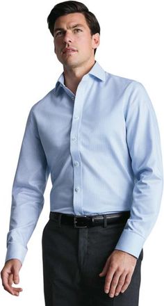 CHARLES TYRWHITT Non-Iron Greenwich Weave Cutaway Shirt in Light Blue at Nordstrom, Size 16.5 - 34