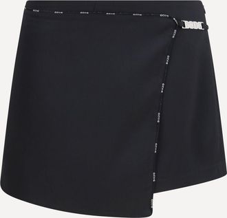 GCDS Minigonna-pantaloncino in raso con profilo logato Woman 40