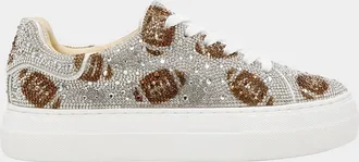 Betsey Johnson Womens Sidny Football Sneakers In Silver