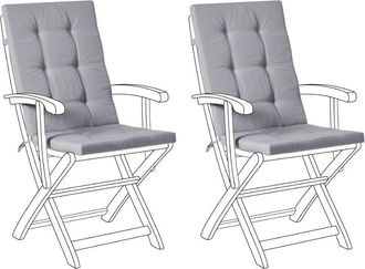 Beliani Beliani - Conjunto De 2 Cojines Para Asiento Y Respaldo De Sillas De Exterior Con Lazos Gris Claro Maui
