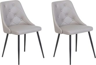 Beliani Conjunto de 2 sillas de comedor piel sint&eacute;tica gris claro