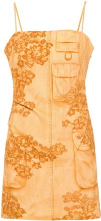 Acne Studios trompe loeil-print mini dress - women - Viscose/Linen/Flax/Spandex/Elastane/Polyester/Spandex/Elastane - 38 - Orange
