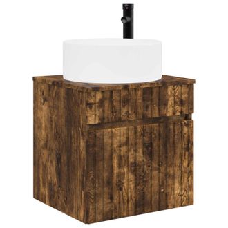 vidaXL Vanidad De Lavabo Montada En La Pared Roble Ahumado Vidaxl