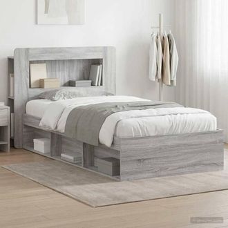 Berkfield Home Bed Frame with Storage Grey Sonoma 75 x 190 cm Engineered Wood