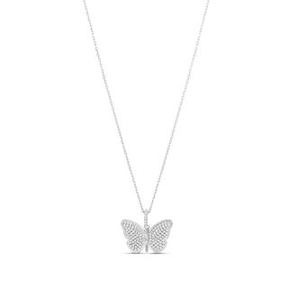 SHYMI Pav&eacute; Butterfly Necklace -.925 Sterling Silver, 14k Gold-Plated - Rhodium Plated, Cubic Zirconia Pav&eacute; Detailing, Adjustable Chain
