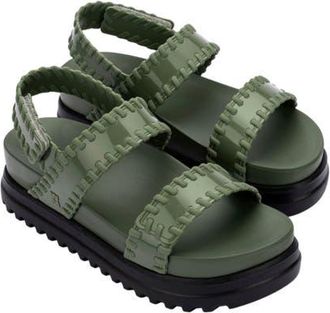 Melissa Dune Quarter Strap Platform Sandal in Black/Green at Nordstrom, Size 10