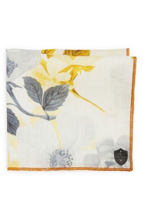 Clifton Wilson Floral Linen Pocket Square in Yellow at Nordstrom