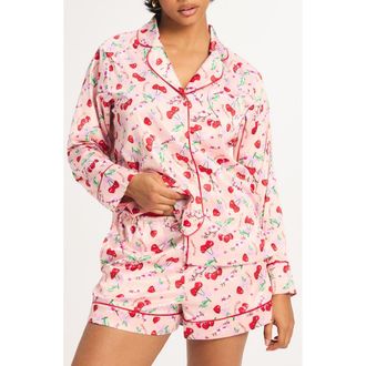 Savage x Fenty Satin Ever After Pajama Shirt in Retro Rose Lil Tart Print at Nordstrom, Size X-Small
