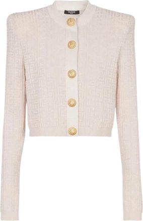 Balmain PB Labyrinth Gebreid Vest - Dames - Vesten - Beige - M - Truien & Vesten