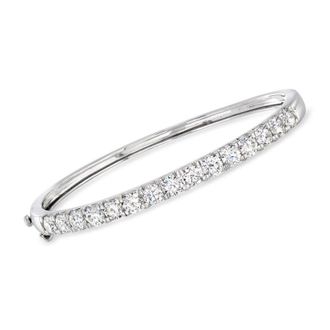Grown Brilliance 5 Carat Lab Grown Diamond Bangle in 14K White Gold, F Color, VS Clarity, 8 Inches Length