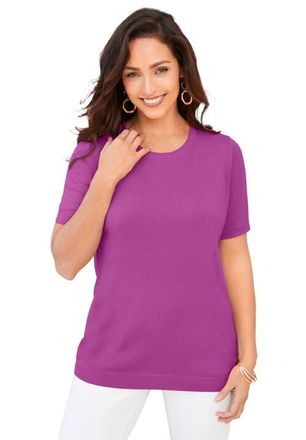 Jessica London Fine Gauge Crewneck Knit Shell in Deep Orchid at Nordstrom, Size 12