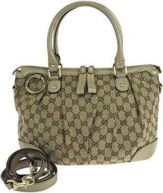 Gucci Pre-owned Handbags, female, Beige, Size: ONE SIZE Pre-owned Canvas gucci-bags