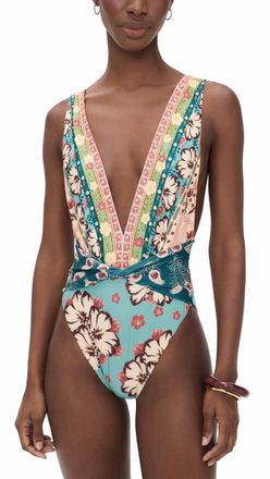 Agua Bendita Ellis Plume Embellished One Piece In Multi Color