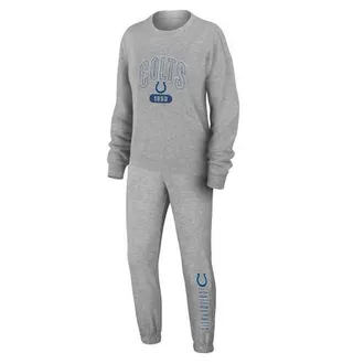 WEAR by Erin Andrews Womens WEAR by Erin Andrews Heather Gray Indianapolis Colts Knit Long Sleeve Tri-Blend T-Shirt & Pants Sleep Set at Nordstrom, Size Xx-Large