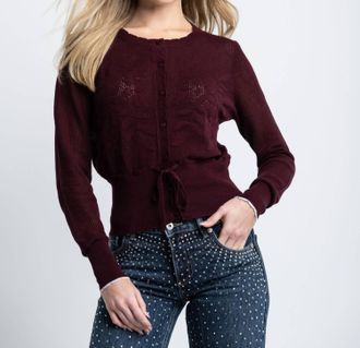 Lisa Todd Flirt Cardigan In Wine