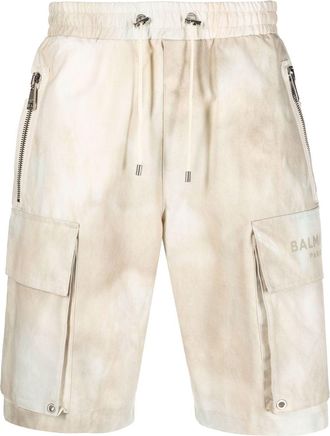 Balmain faded-effect cotton cargo shorts - men - Cotton - 52 - Neutrals