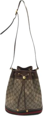 Gucci Pre-owned Bucket Bags, female, Brown, Size: ONE SIZE Pre-owned GG PVC Shoulder Bag