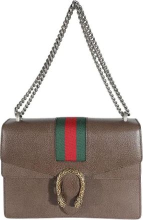 Gucci Pre-owned Canvas gucci-bags - Dames - Vintage Schoudertas - Bruin - ONE Size - Leer - Vintage