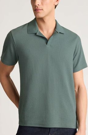 Bonobos Johnny Collar Waffle Knit Polo in Balsam Green 18-5606 Tcx at Nordstrom, Size Xx-Large