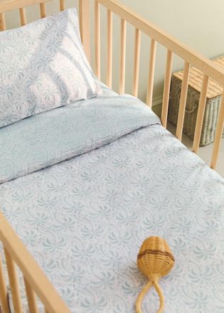 Mango Copripiumino culla percalle di cotone palme verde pastello - Home - 100x120cm - MANGO HOME