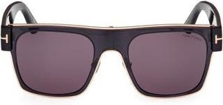 Tom Ford Edwin 54mm Square Sunglasses in Rose Gold Grey Black /T Logo at Nordstrom Rack
