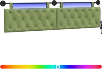 vidaXL Cabecero Colgante Con Luz Led Verde Claro Terciopelo Vidaxl