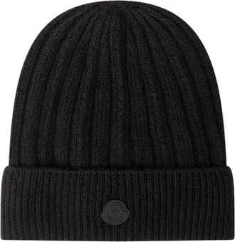 Moncler Black Knitted Beanie Cap