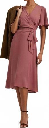Ralph Lauren Belted Georgette Midi Dress In Pink