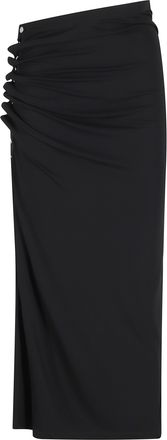 Paco Rabanne Black Long Jupe Side-Drape Viscose Maxi Skirt