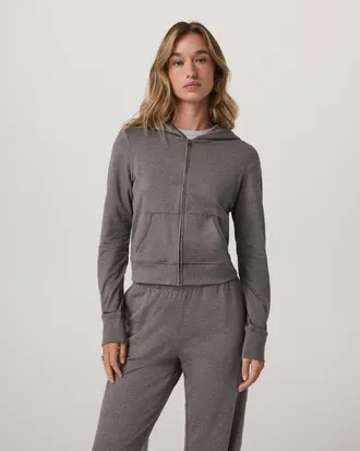 Vuori Clothing Halo Mini Full Zip Hoodie | Chia Heather | XS, Size Extra Small
