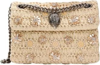 Kurt Geiger Raffia Mini Kensington - Dames - Schoudertassen - Beige - ONE Size - Tassen