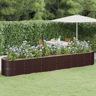 vidaXL Jardinera Arriate Acero Galvanizado Marr&oacute;n 440x80x68 Cm Vidaxl