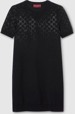 Gucci Fine Wool Dress With GG Crystals, Black, Ready-to-wear