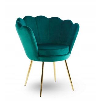 OEM Sill&oacute;n Lounge De Terciopelo Verde Para Sal&oacute;n Peque&ntilde;o Concha Estructura Dorada