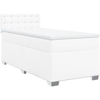 vidaXL Vidaxl - Cama Box Spring Con Colch&oacute;n Cuero Sint&eacute;tico Blanco 90x190 Cm