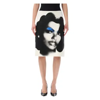 Versace Midi Skirts, female, Multicolor, Size: S Skirt Face + Embrodery