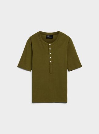 Le 31 Mens Stretch jersey Henley Shirt T-shirt Slim fit